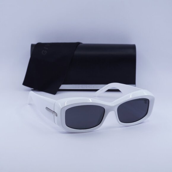 Givenchy GV40044U 21A Geometric Sunglasses - White/Smoke - Picture 1 of 10